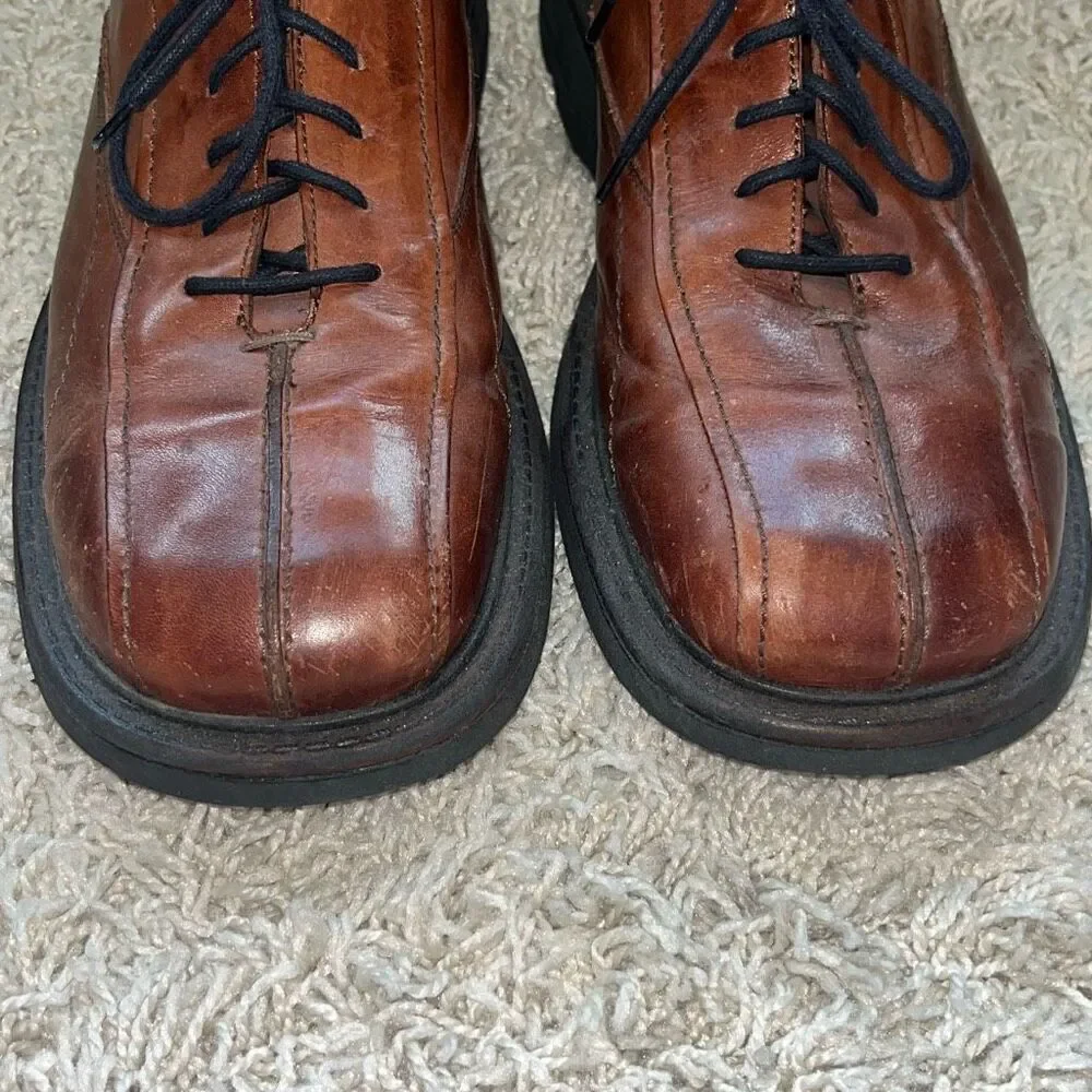Brown Shoe Co Mens Shoes ITALY Made Genuine Leather Brown Lace Up Mens 12